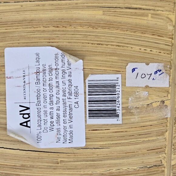 ADV Accents de Ville 100% Lacquered Bamboo Oval Tray Cutout Handles Vietnam - Picture 7 of 12